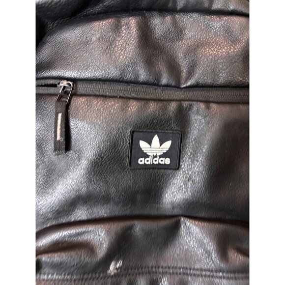 Adidas Black Faux Leather Backpack With Dual Zipper Pockets - Picture 4 of 8